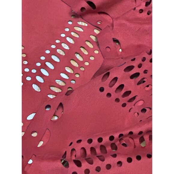 CCC Bohemian Cut Rust Red Laser Fringe Shawl 65 inch Shoulder Sheer Lightweight - Picture 8 of 8